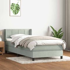 Box Spring κρεβάτι με στρώμα ανοιχτό γκρι 80x220 cm Βελούδινο 3318135