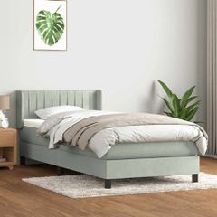 Box Spring κρεβάτι με στρώμα ανοιχτό γκρι 80x220 cm Βελούδινο 3318303