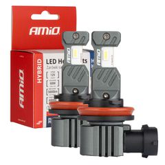 Amio - ΛΑΜΠΕΣ LED H8/H9/H11/H16 12V 60W 6.000K 5.600lm +400% LED CAN-BUS HYBRID SERIES - 2 ΤΕΜ. (04116/AM)