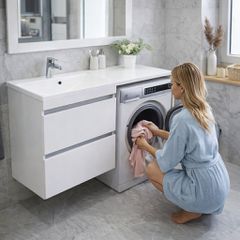Νεροχύτης Μπάνιου  με 2 συρτάρια με δυνατοτήτα τοποθέτησης πάνω στο Πλυντήριο ρούχων