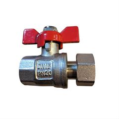 Βάνα με τρελό ρακόρ 1/2" για καυστήρες θηλυκό-θηλυκό RIDA