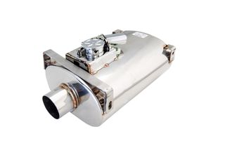 Oval Body 6" x 10" x 16" (15,24cm x 25,4cm x 40,64cm) Center in/Center Out 3" Flanged Inlet, 3" Single Outlet