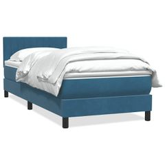 vidaXL Box Spring κρεβάτι με στρώμα σκούρο μπλε 80x210 εκ. Βελούδινο