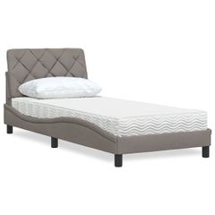 vidaXL Κρεβάτι με Στρώμα Taupe 80x200 εκ. Υφασμάτινο