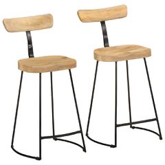vidaXL Σκαμπό Μπαρ 2 τεμ. 49x43x88 εκ. από Μασίφ Ξύλο Μάνγκο