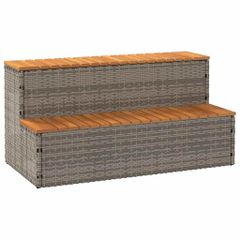 vidaXL Βήμα υδρομασάζ Γκρι 100x50x50,5 εκ. Συνθετικό Ρατάν/Ακακίας