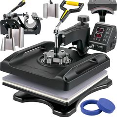 VEVOR Heat Press Machine 15 x 15 Inch 8 in 1 Heat Pressure 1000W Machine Sublimation 360° Rotation Swing Away Heat Press 8 in 1 Machine Printing Shirt Dual-Tube Heating for DIY T-shirts Cap κούπες (Μα