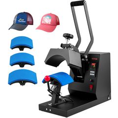 VEVOR Hat Heat Press, 4-σε-1 Cap Heat Press Machine, Clamshell Sublimation Transfer 6x3 ιντσών, Ψηφιακός χρονοδιακόπτης LCD Έλεγχος θερμοκρασίας με 4 τμχ Καμπύλα θερμαντικά στοιχεία (6x3/6,7x2,7/6,7x2