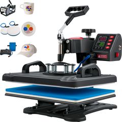 VEVOR Heat Press, 5 σε 1 Heat Press Machine 12x15, εκτυπωτής μεταφοράς εξάχνωσης Clamshell, γρήγορη θέρμανση, ψηφιακός ακριβής έλεγχος θερμοκρασίας, βινυλίου θερμότητας για T-Shirt Plate Mug Cup, 1250