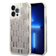 Karl Lagerfeld Monogram Liquid Glitter Case Θήκη προστασίας από σιλικόνη – iPhone 14 Pro Max Ασημί – KLHCP14XLMNMS