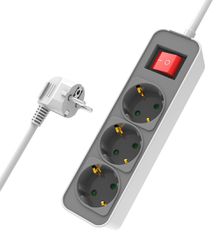 Powertech Πολύπριζο Ασφαλείας 3 Θέσεων με Διακόπτη και Καλώδιο 1.4m - Λευκό