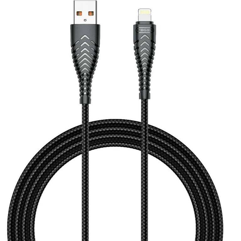 Veger V105 Braided USB-A σε Lightning - Μαύρο