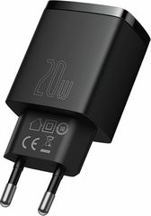 Baseus Φορτιστής Compact με USB-A και Type-C 20W - Μαύρο
