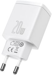 Baseus Φορτιστής Compact με USB-A και Type-C 20W - Λευκό