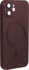 ObaStyle Metal Effect Magnetic Soft Cover Case για Apple iPhone 12 - Μπορντό