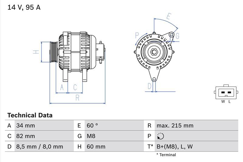 ΔΥΝΑΜΟ ALT-V004 FORD TRANSIT 12V 95A