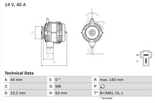 ΔΥΝΑΜΟ ALT-5307P DAIHATSU CUORE 12V 40A