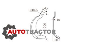 Μαχαίρι Φρέζας Kubota (24x10/Φ10,5) Σπαστό-Κοντό-Αριστερό Κωδικός: 13-119L