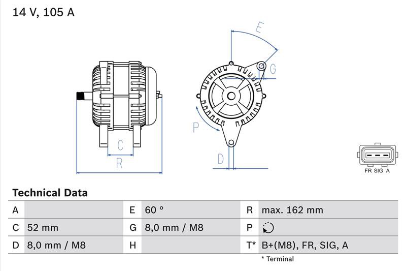 ΔΥΝΑΜΟ ΓΝΗΣΙΟ 12V 105A FORD