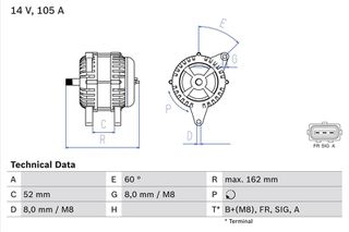 ΔΥΝΑΜΟ ΓΝΗΣΙΟ 12V 105A FORD