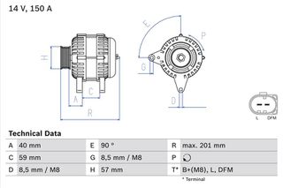 ΔΥΝΑΜΟ 12V 150A [L-DFM]  FORD, JEEP, SEAT, VW
