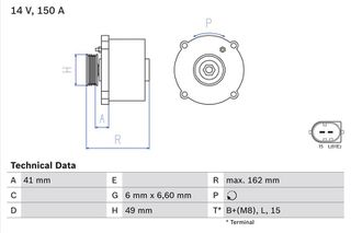 ΔΥΝΑΜΟ 12V 150A  BMW 5/7/X5, LAND ROVER RANGE ROVER 02-05