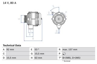 ΔΥΝΑΜΟ 12V 80A  CITROEN, PEUGEOT