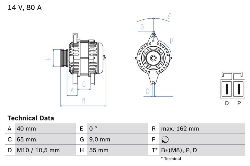 ΔΥΝΑΜΟ 12V 80A MAZDA, MITSUBISHI