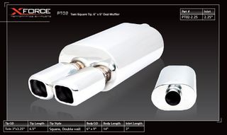 2.25″ Inlet Twin Square Tip, 6″ x 9″ Oval Muffler