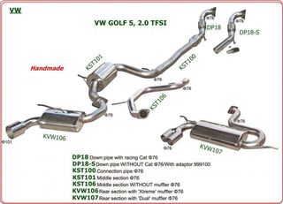 Ολοκληρωμένο σύστημα εξάτμισης για VW Golf 5 2.0 TFSI