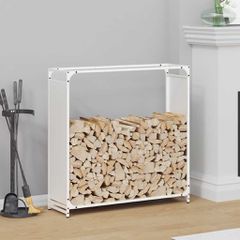 Ράφι για καυσόξυλα Λευκό 90x28x90 cm Ατσάλι ψυχρής έλασης 864216