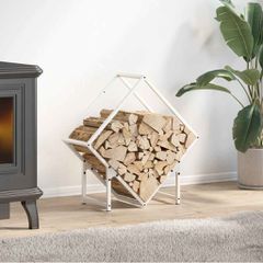 Ράφι για καυσόξυλα Λευκό 60x25x60 cm Ατσάλι ψυχρής έλασης 864280