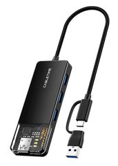 CABLETIME USB hub CT-HUBT3-PB, 4x θυρών, 5Gbps, USB/USB-C σύνδεση, μαύρο
