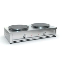 Κρεπιέρα Ηλεκτρική Διπλή Φ40 Ισχύς: 2 x 3000W/230V ΔΙΑΣΤΑΣΕΙΣ ΣΥΣΚΕΥΗΣ: Πλάτος: 88cm  Μήκος: 44cm  Ύψος: 20cm   ΔΙΑΜΕΤΡΟΣ ΕΠΙΦΑΝΕΙΑΣ ΨΗΣΙΜΑΤΟΣ: 2 x Φ40