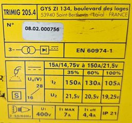 ΗΛΕΚΤΡΟΚΟΛΛΗΣΗ GYS TRIMIG 205/4 ΜΕ ΜΠΟΥΚΑΛΑ ΑΕΡΙΟΥ-thumb-5