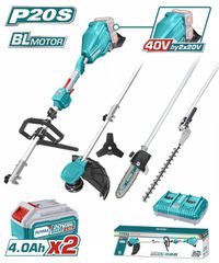 Πολυμηχάνημα 4 σε 1 TOTAL Μπαταρίας Li-ion 2X20V (40V) / 4Ah / με 2 Μπαταρίες BL Motor Επαγγελματικό  ( TSTLI2040386 )