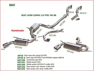 Ολοκληρωμένο σύστημα εξάτμισης με μεσαίο καζάνι για SEAT LEON CUPRA 2.0 TFSi, 06-08