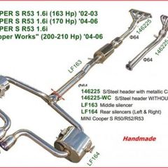 Σύστημα εξάτμισης για MINI COOPER S R53 Χωρίς πολλαπλή εξαγωγής