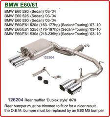 Σύστημα εξάτμισης για BMW E60-61