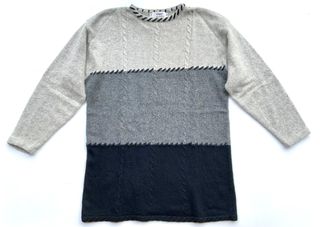 TIGI Γυναικείο Πουλόβερ Μάλλινο Ανκορά - Oversized Colorblock Wool & Angora Cable Knit Sweater - One Size