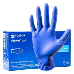 Κωδ.318282 ΓΑΝΤΙΑ ΝΙΤΡΙΛΙΟΥ MERCATOR NITRYLEX BASIC ΣΕ ΜΠΛΕ ΧΡΩΜΑ MEDIUM (M) ΑΜΙΟ - 100 ΤΕΜ. τηλ.215-215-8211