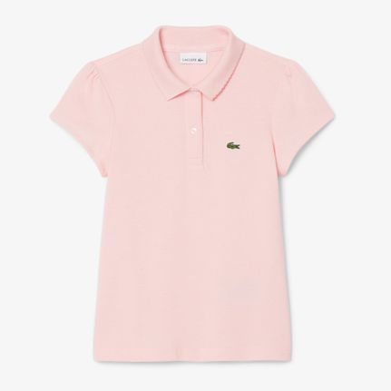 Μπλουζάκι Polo Lacoste παιδικό Scalloped Collar Mini Piqué Waterlily Pink
