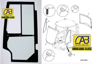 JCB 436ZX 436HT 411T 413S 417 417HT 418S 426EHT 427HT 427ZX 434S 435S 436EHT 436EZX 437HT 437ZX 456EHT 456EZX 457HT 457ZX ΚΡΥΣΤΑΛΛΟ ΠΟΡΤΑΣ ΚΑΜΠΙΝΑΣ