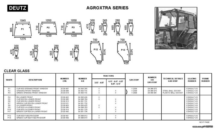 DEUTZ AGROXTRA SERIES ΓΝΗΣΙΑ ΚΡΥΣΤΑΛΛΑ ΚΑΜΠΙΝΑΣ