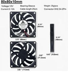 LINK CNC 3d printer fan graphic cards 80x80x10mm Dc 12v 0.13A / 2 pin Ανεμιστηράκι Brushless Fan (OEM)