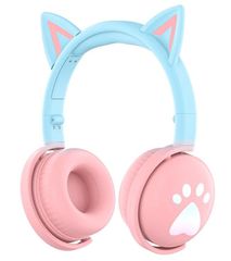 KE28 Ασύρματα/Ενσύρματα Over Ear Παιδικά Ακουστικά με 12 ώρες Λειτουργίας Blue/Pink