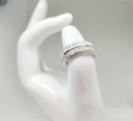 Δαχτυλίδι Ολόβερο Λευκόχρυσο Κ14 με Emerald Cut ζιργκόν δύο σειρές Α90836 ΤΙΜΗ 820 ΕΥΡΩ