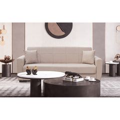 ANIMA LIGHT BROWN ΥΦΑΣΜΑ 3ΘΕΣΙΟΣ ΚΑΝΑΠΕΣ/ΚΡΕΒΑΤΙ ΜΕ ΑΠΟΘ.ΧΩΡΟ 210X80X75εκ.