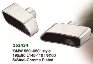 Universal Stainless Steel Chrome Plated Exhaust Tips BMW 650 Style Offcenter Set Left Right