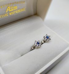 ΣΚΟΥΛΑΡΙΚΙΑ ΛΕΥΚΟΧΡΥΣΑ Κ14 ΣΧΕΔΙΟ ΑΣΤΕΡΑΚΙ ΜΕ ΛΕΥΚΕΣ ΚΑΙ ΜΠΛΕ ΖΙΡΓΚΟΝ ΠΕΤΡΕΣ A90216 ΤΙΜΗ 240 ΕΥΡΩ